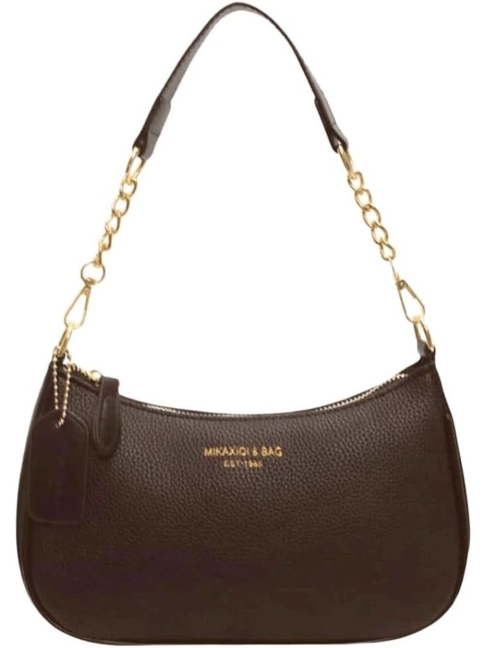 👜Women's Coffee Brown PU Leather Gold Chain Hobo Shoulder Bag Zipper Handbag